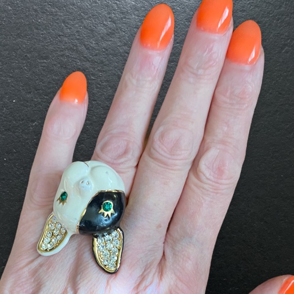 2/$30- Original Betsey Johnson Doggie Rhinestone Ring - Picture 8 of 9